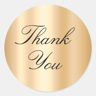 Black and Light Gold Shiny Gradient Thank You Classic Round Sticker