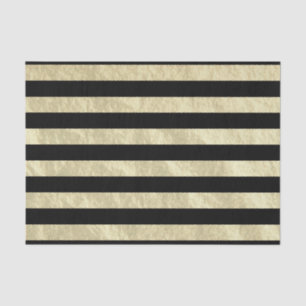 Black and Light Golden Stripe Foil Look Tissue Paper