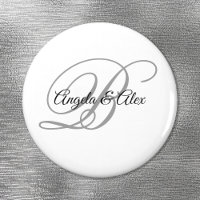 Black and Light Grey Fancy Script Monogram White