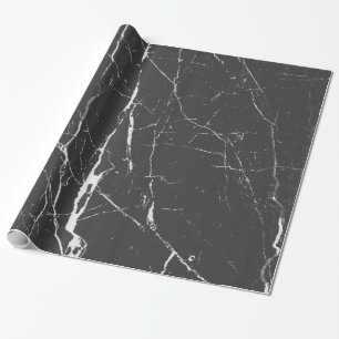 Black And Light Grey Marble Pattern Wrapping Paper