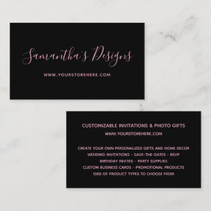 Black and Light Pink Online Store Business Card