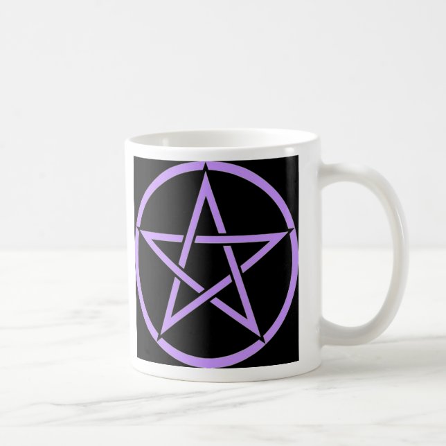 Black and Lilac Pentagram/ Pentacle Wiccan Mug (Right)