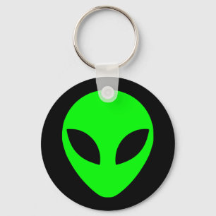 Black and Lime Green Alien Head Key Ring
