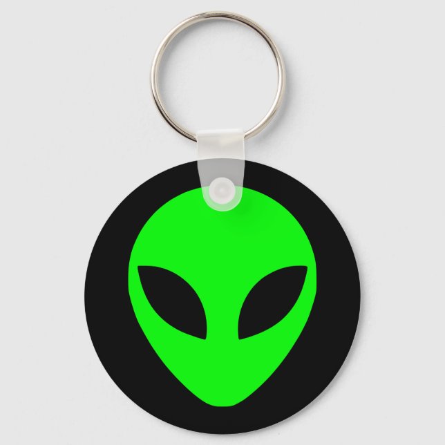 Black and Lime Green Alien Head Key Ring (Front)