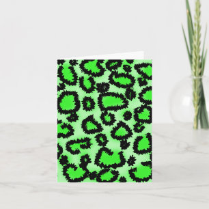 Black and Lime Green Leopard Print Pattern. Card