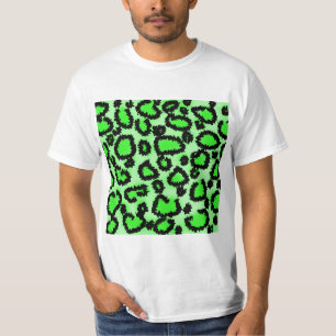 Black and Lime Green Leopard Print Pattern. T-Shirt