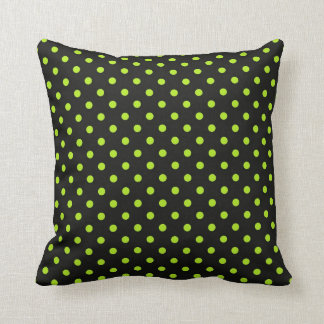 Black and Lime Green Polka Dot Cushion