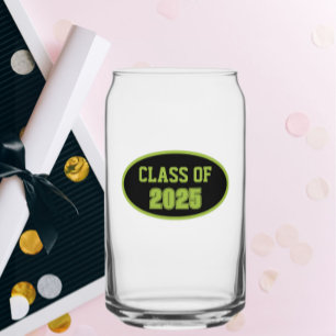 Black and Lime Green School Colors Class Year Can Glass