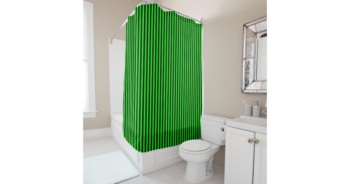 Black And Lime Green Vertical Stripes Shower Curtain Zazzle Co Uk
