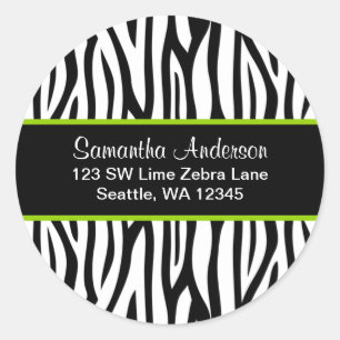 Black and Lime Green Zebra Custom Address Label