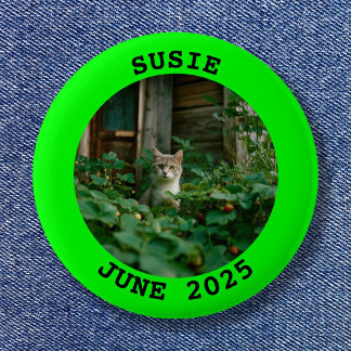 Black and Lime Personalised Round Photo Frame 6 Cm Round Badge