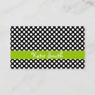 Black and Lime Polka Dot Business Card