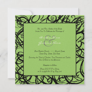 Black and Lime Sketchy Frame Wedding Invitation
