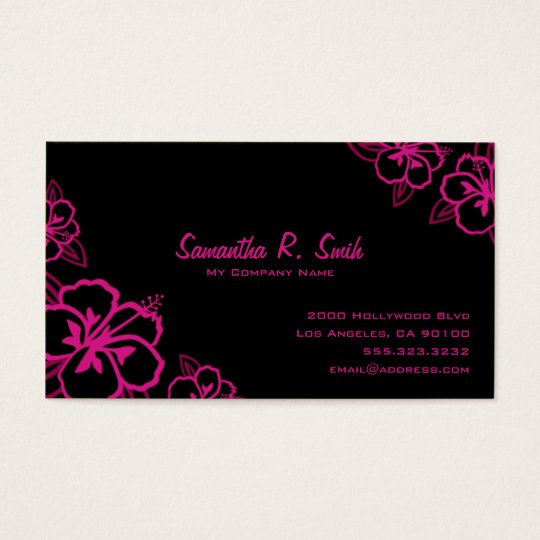 Black and Magenta Hibiscus Business Card