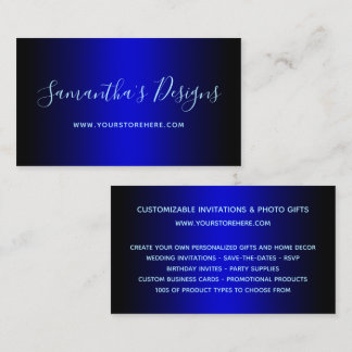Black and Medium Blue Ombre Online Store Business Card