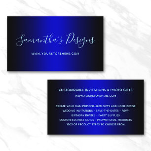 Black and Medium Blue Ombre Online Store Business Card