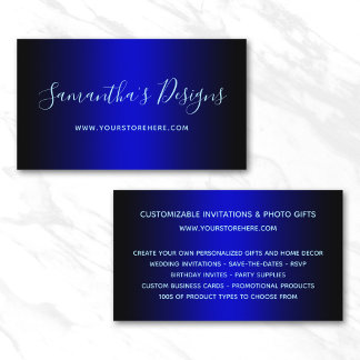Black and Medium Blue Ombre Online Store Business Card