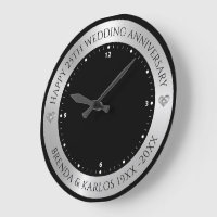 Black and metallic silver 25th wedding Anniversary
