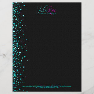 Black And Metallic Teal Random Circle Design 2 Personalized Letterhead