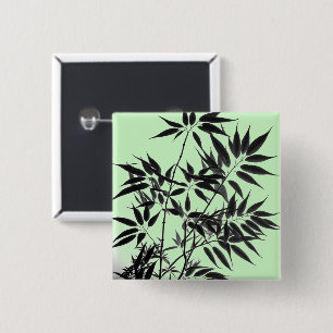 Black and Mint Green Bamboo Plant 15 Cm Square Badge