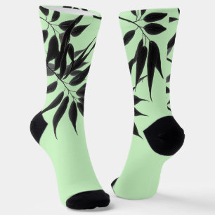 Black and Mint Green Bamboo Plant Socks