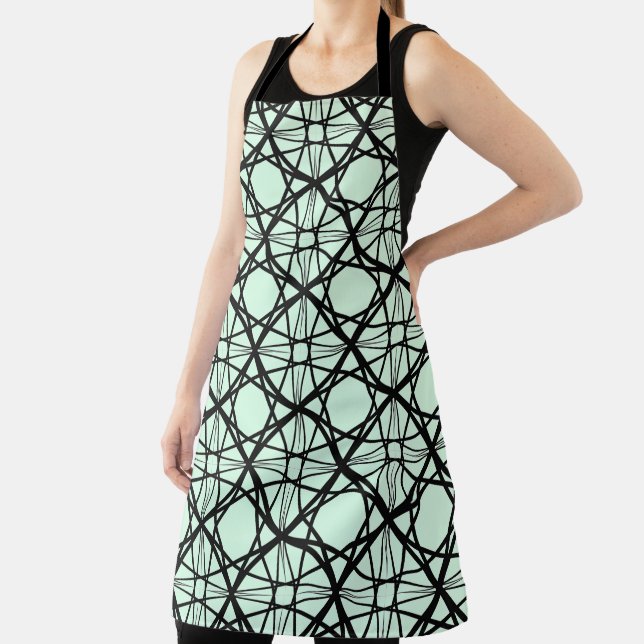 Black and Mint Green Geometric Art  Apron (Insitu)