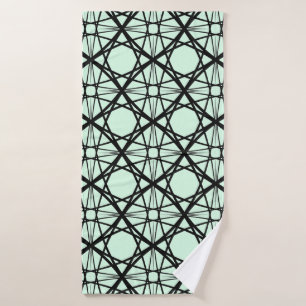 Black and Mint Green Geometric Art Bath Towel