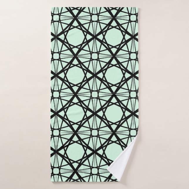 Black and Mint Green Geometric Art  Bath Towel (Bath Towel)