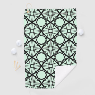 Black and Mint Green Geometric Art Golf Towel