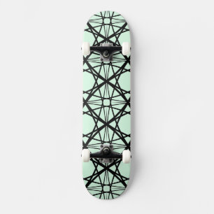 Black and Mint Green Geometric Art House Flag Skateboard