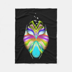 Black and Multicolor Oracle Owl Fleece Blanket