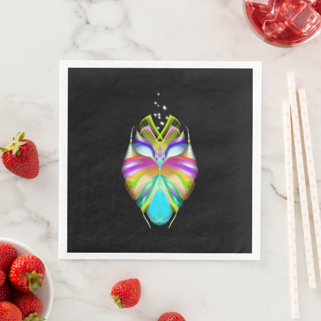 Black and Multicolor Oracle Owl Napkin (Insitu)