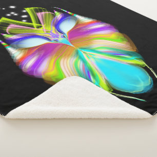 Black and Multicolor Oracle Owl Sherpa Blanket