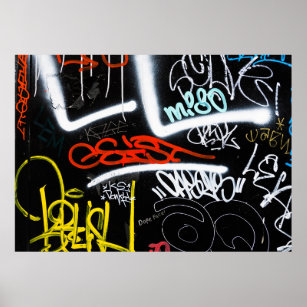 Black and multicolored graffiti art poster