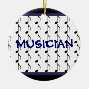 Black and Navy Musical Notes - Musician Ceramic Tree Decoration
