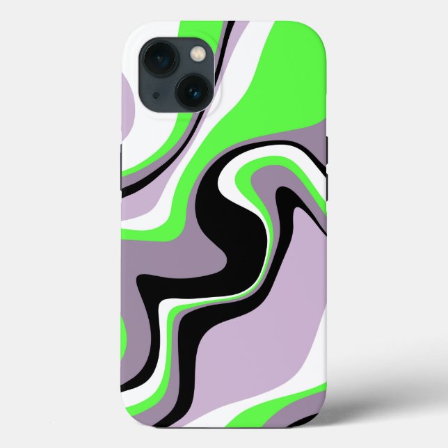 Black and Neon Green Fluid Abstract Case-Mate iPhone Case (Back)