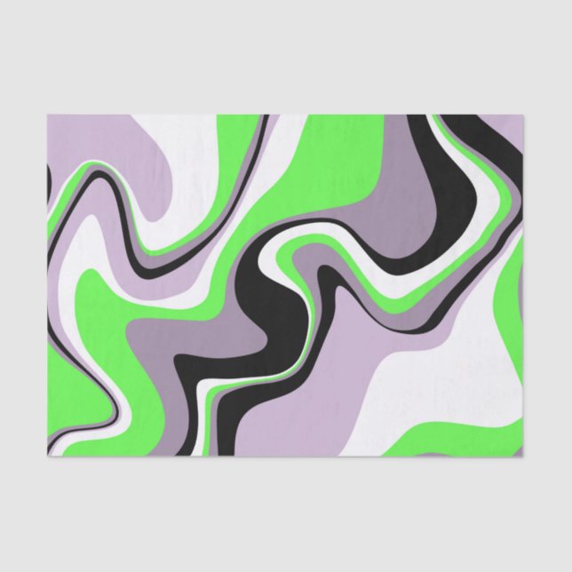 Black and Neon Green Fluid Abstract Tissue Paper (Front)