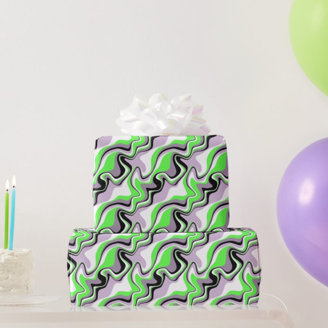 Black and Neon Green Fluid Abstract  Wrapping Paper (Party Gifts)