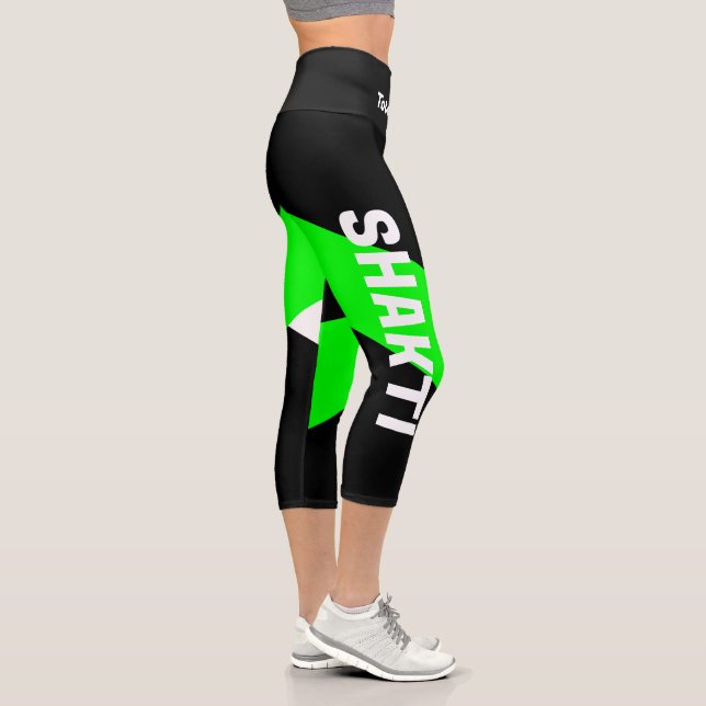 Black And Neon Green High Waisted Yoga Pants  (Right)