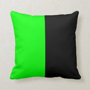 Black and Neon Green Split Colour Cushion
