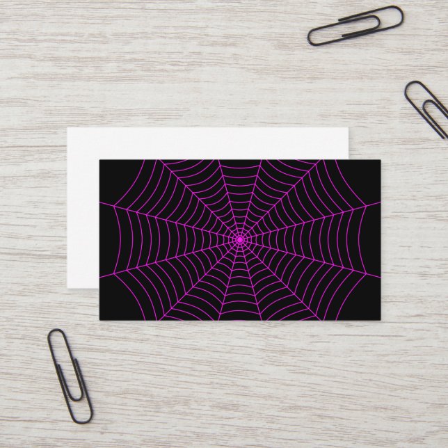 Black and neon pink spider web Halloween pattern Business Card (Front/Back In Situ)