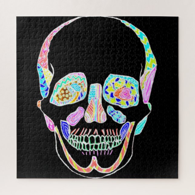Black and Neon Skull Puzzle (Vertical)