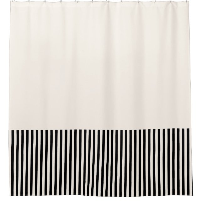 Black and off white stripe Shower Curtain (Front)