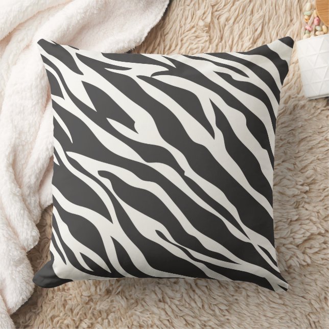 Black and Off White Zebra Design Pillow (Blanket)
