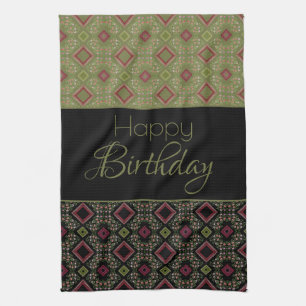 Black And Olive Green Tea Towel