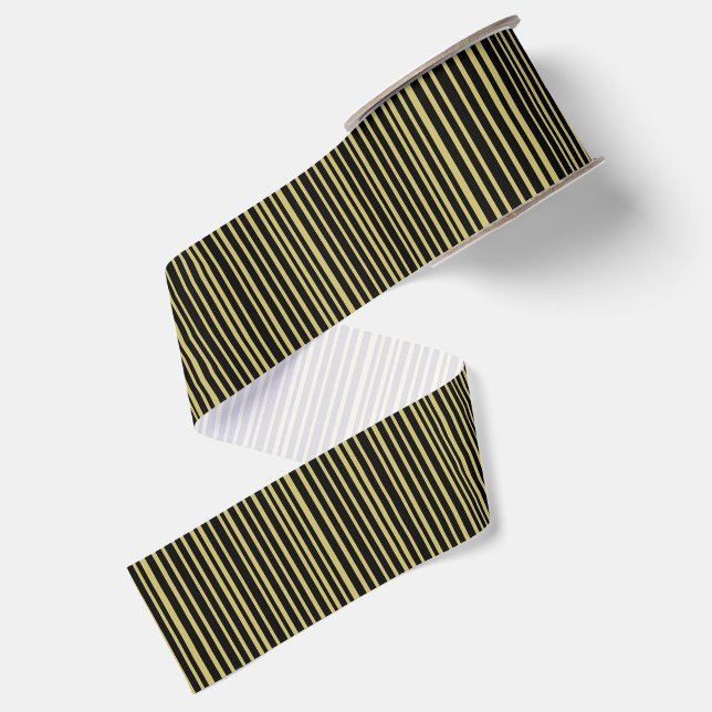 Black and Olive Lines Grosgrain Ribbon (Front+Back)