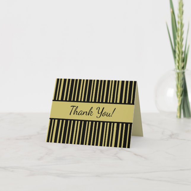 Black and Olive Lines Thank You Card (Front)