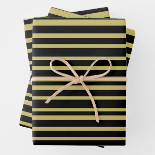 Black and Olive Lines Wrapping Paper Sheet