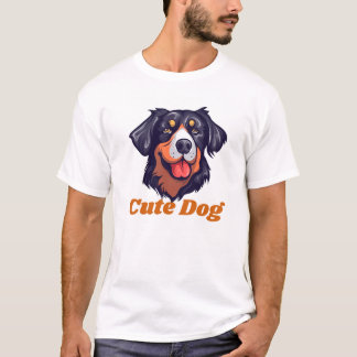 Black and Orange Abstract Cute Dog Pet Shop Logo  T-Shirt