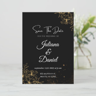 Black and Orange Aesthetic Wedding Invitations